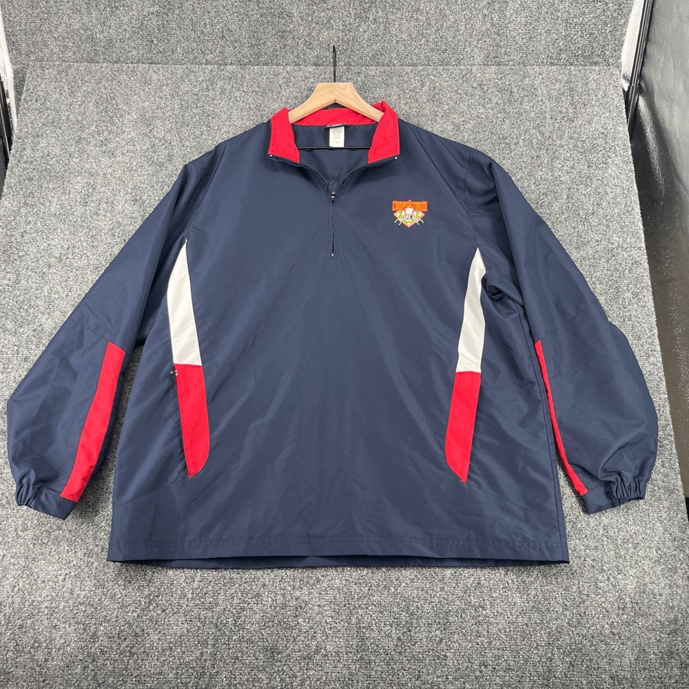 Cooperstown Dreams Park Baseball Dugout Jacket Men Large Navy Blue Quarter Zip L